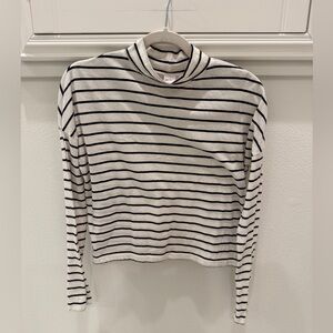 BP mock neck striped top